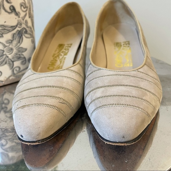 Vintage Salvatore Ferraagamo Suede Heels - Picture 4 of 7